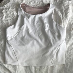 Lululemon Athletica Gray and White Fitted Crop Tank Top